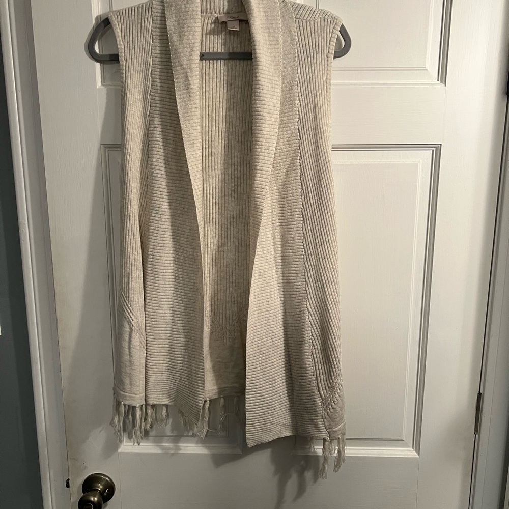 Cream Knit Sleeveless Cardigan - image 1